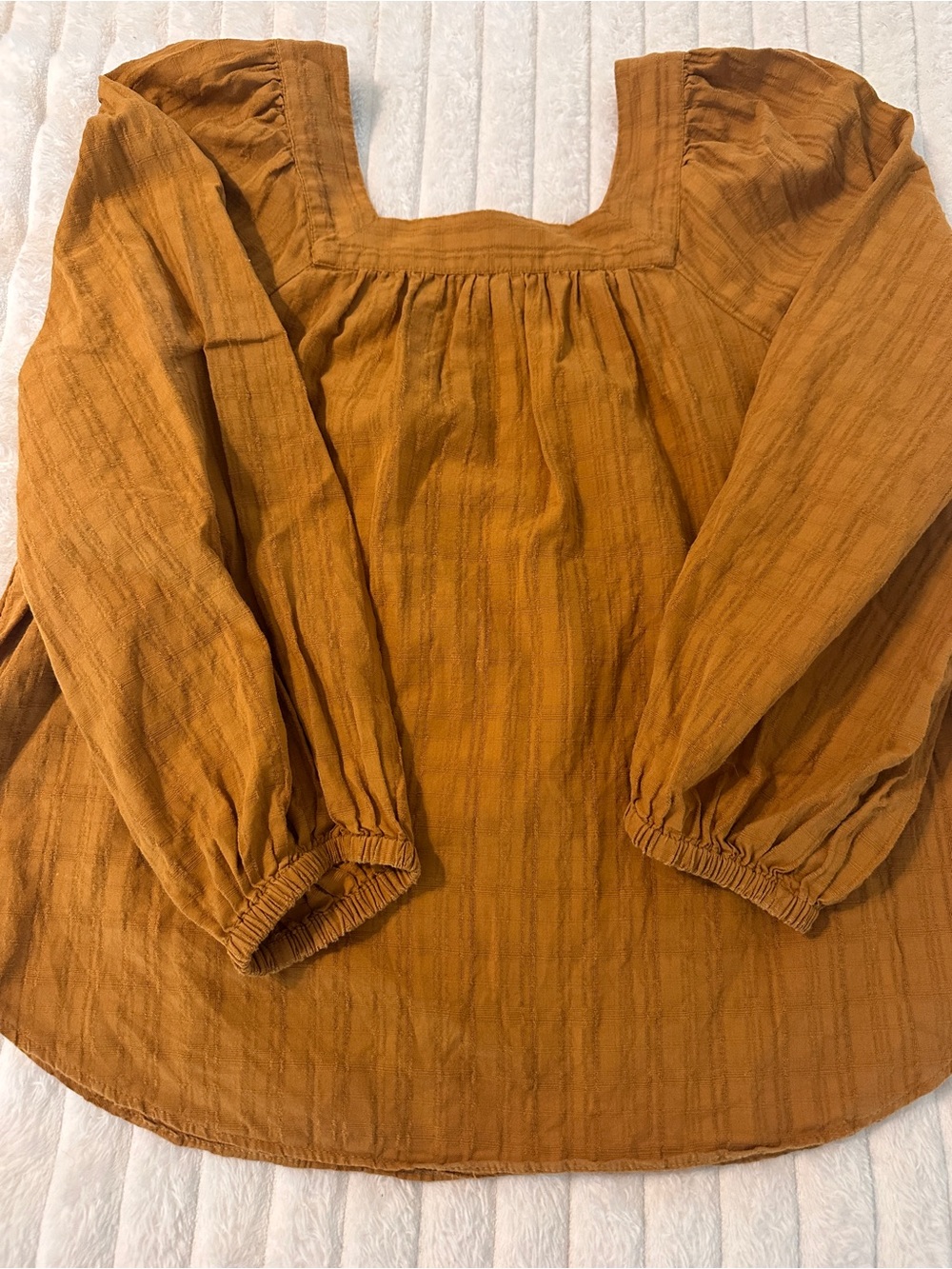 Madewell Rust-Brown Square-Neck Gauze Blouse - Picture 4 of 6